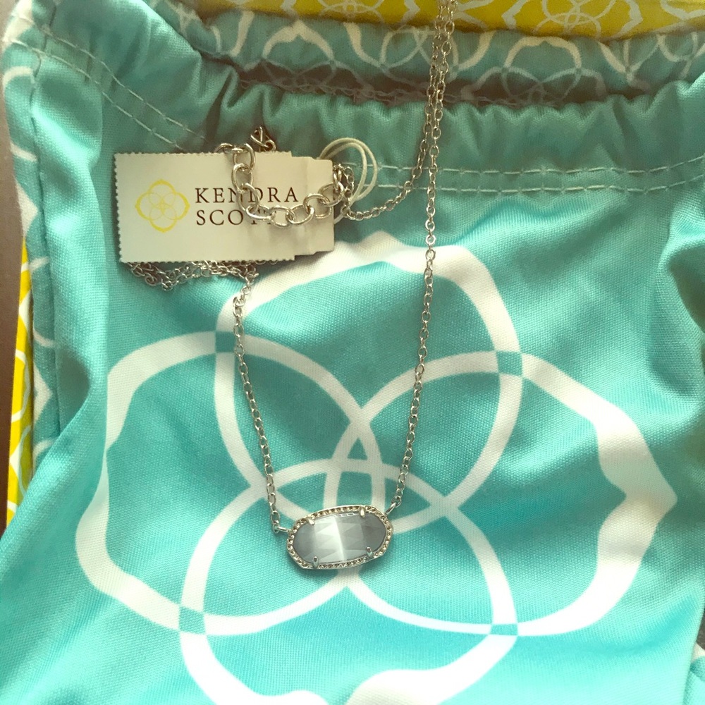 Kendra Scott Elisa Silver Necklace-Slate Cats Eye